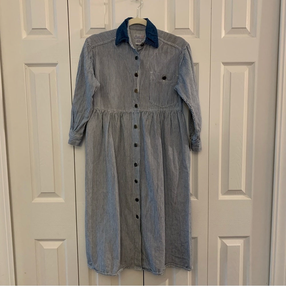 Studio 25 Vintage Blue striped Denim Dress
